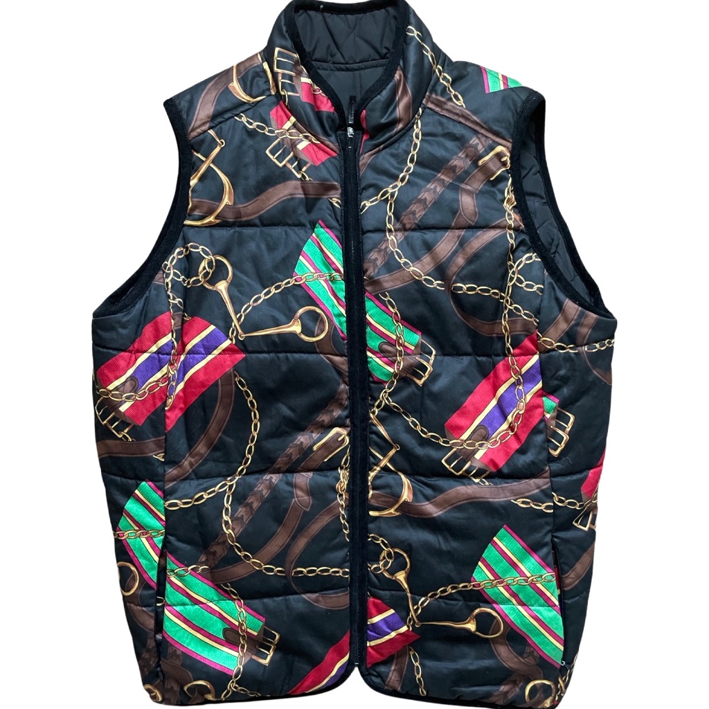 Vintage Ralph Lauren Reversible Equestrian Rope Puffer Vest LXl